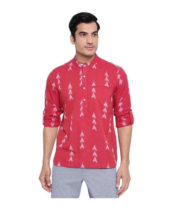 fabindia pink cotton slim fit printed shirt