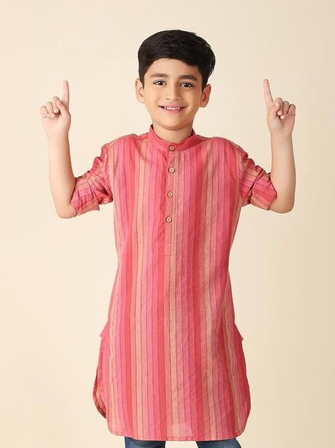 fabindia pink cotton woven long kurta