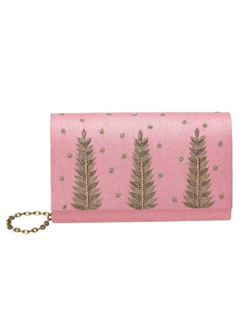 fabindia pink embroidered clutch