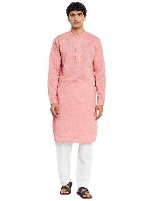 fabindia pink embroidered kurta