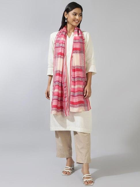fabindia pink printed stole