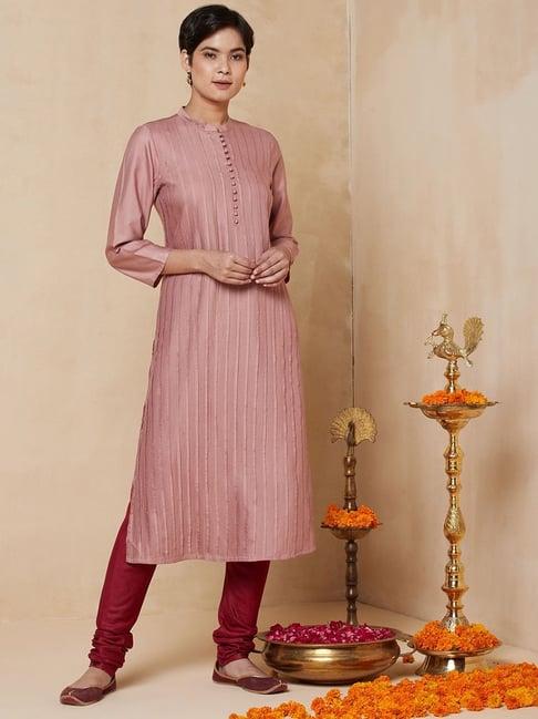 fabindia pink straight kurta