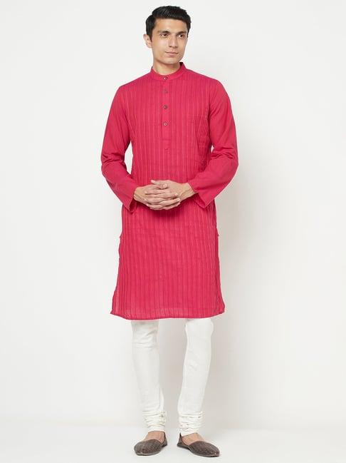 fabindia pink striped mandarin collar kurta