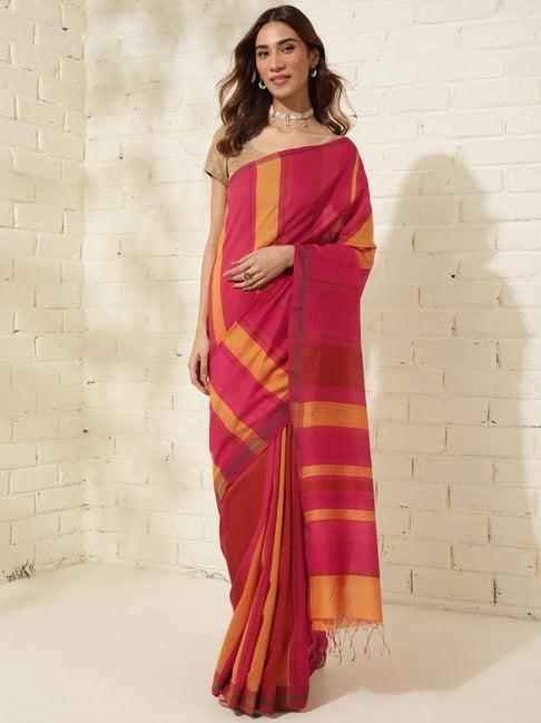 fabindia pink striped saree