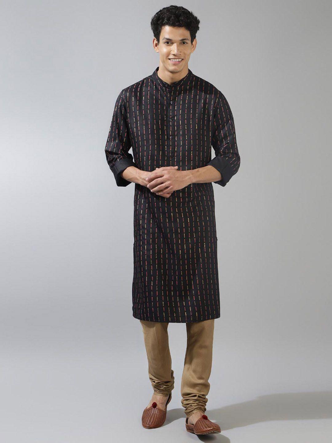 fabindia printed band collar kurta