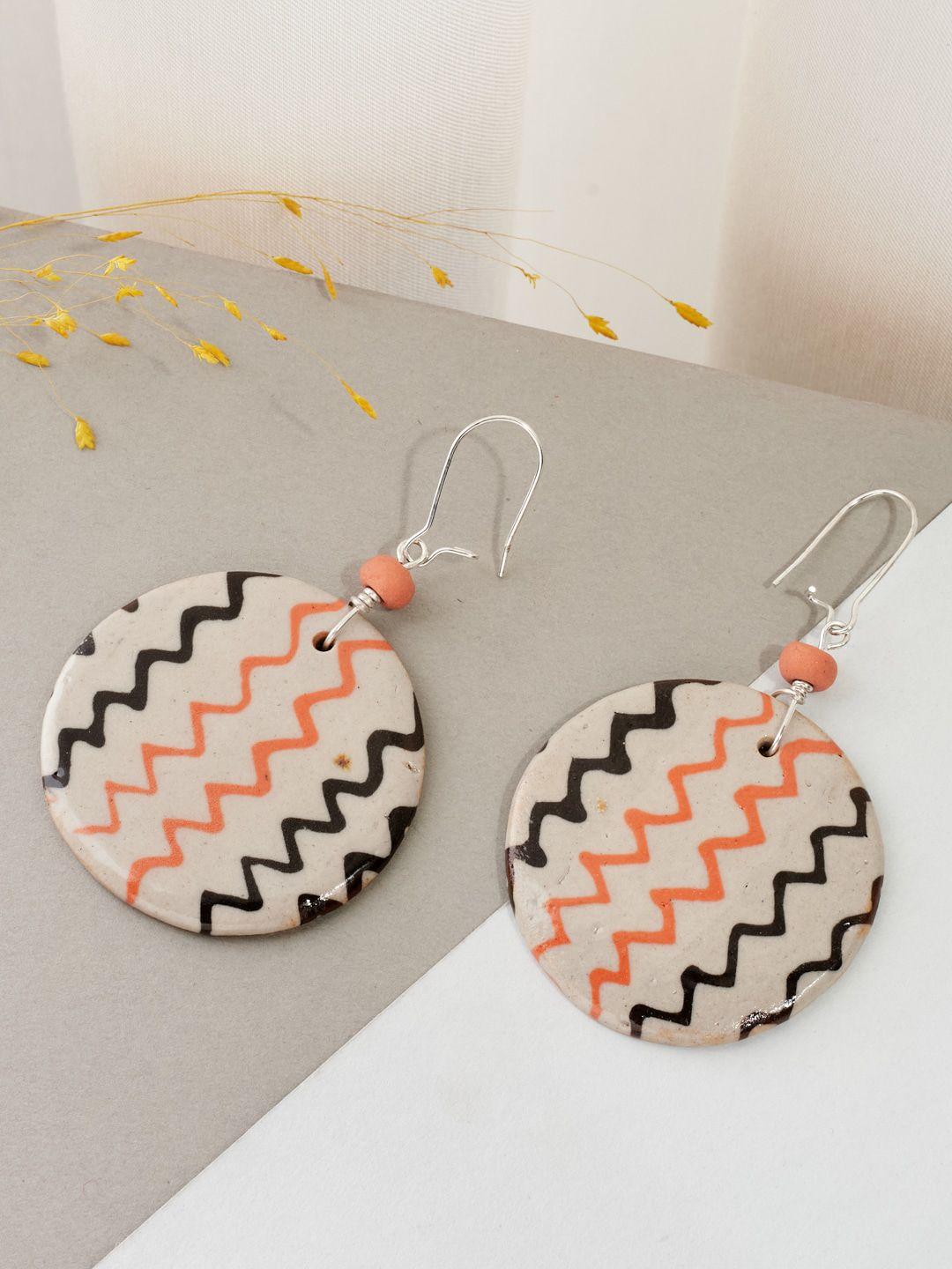 fabindia printed circular drop earrings