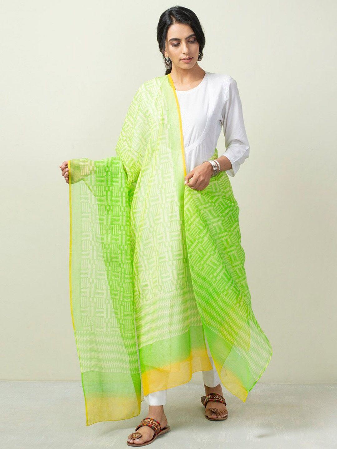 fabindia printed cotton silk block print dupatta