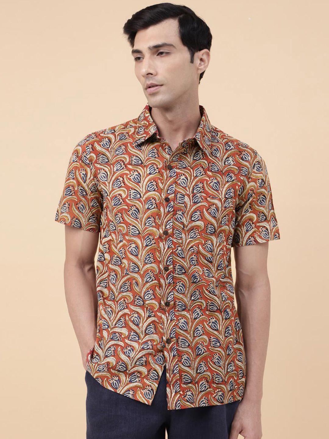 fabindia printed cotton spread collar casual shirt