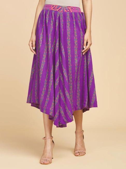 fabindia purple cotton floral print palazzos