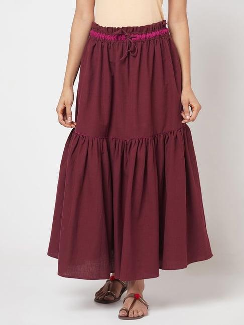 fabindia purple cotton linen skirt