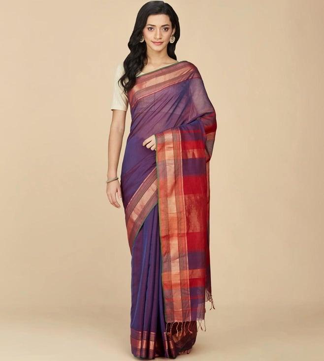 fabindia purple cotton silk maheshwari saree