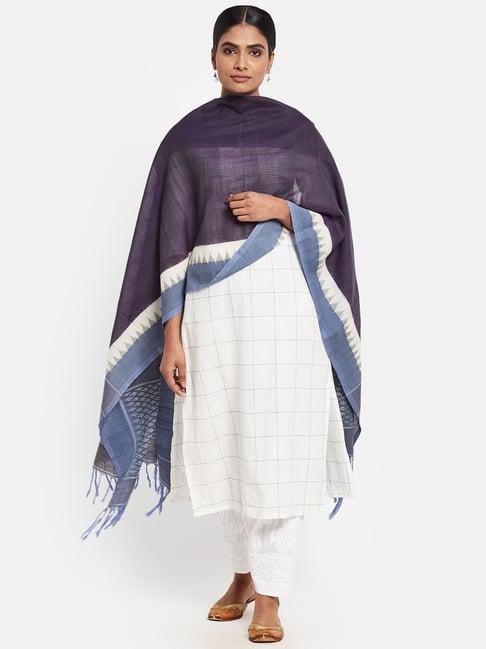 fabindia purple cotton woven pattern dupatta