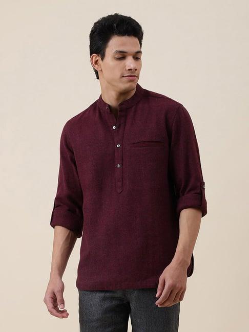 fabindia purple slim fit short kurta