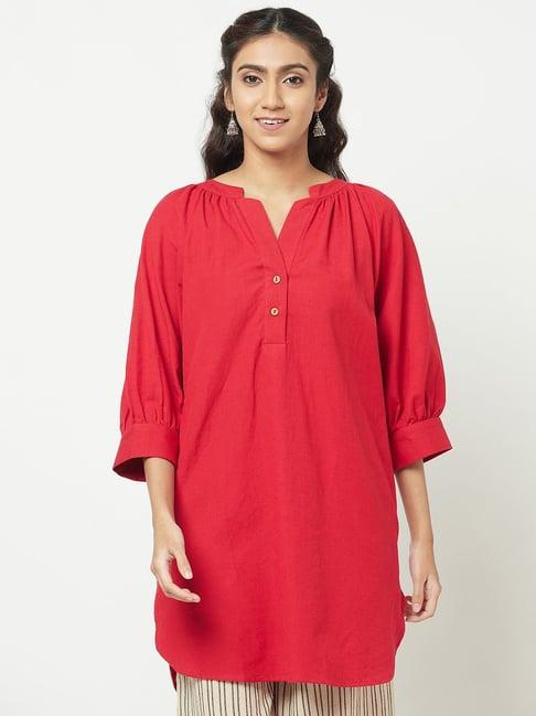 fabindia red cotton linen tunic