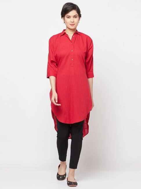 fabindia red cotton tunic