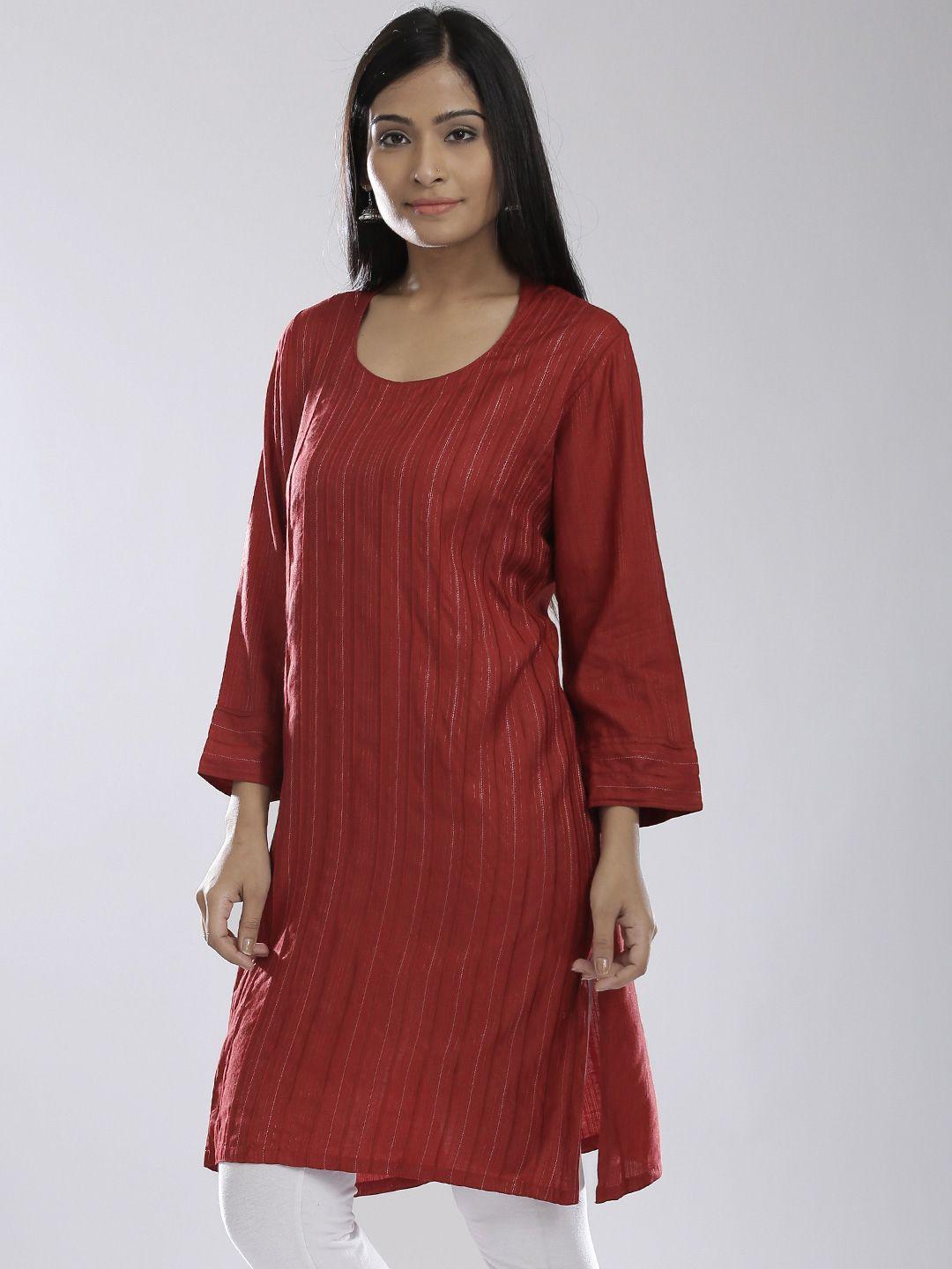 fabindia red kurta with tucks