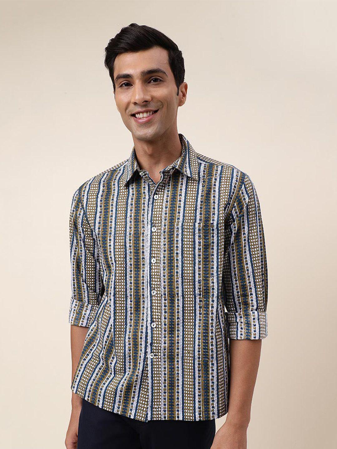 fabindia regular fit abstract printed spread collar cotton casual shirt