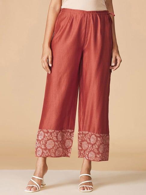 fabindia rust embroidered palazzos