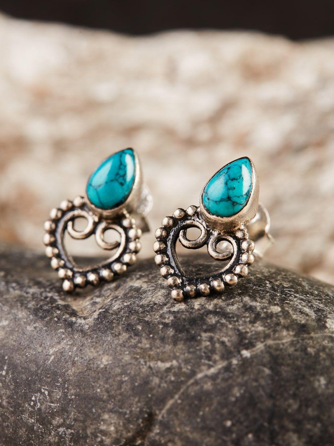 fabindia silver-plated stone-studded contemporary studs earrings