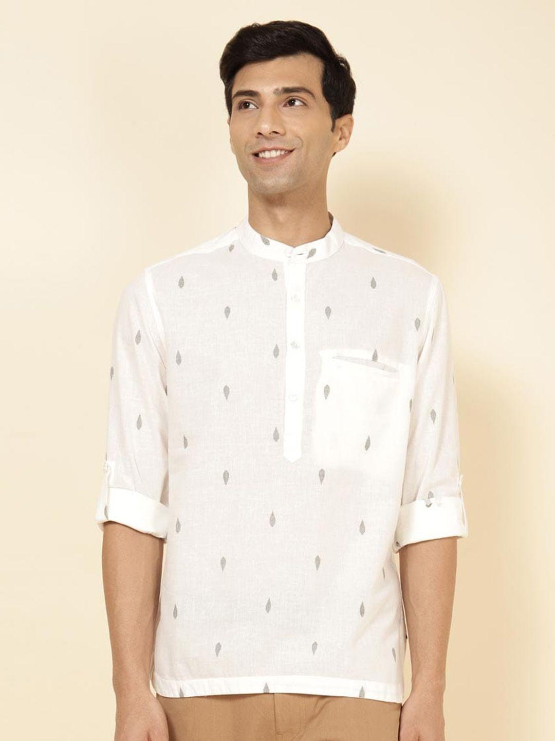 fabindia slim fit floral printed casual cotton shirt