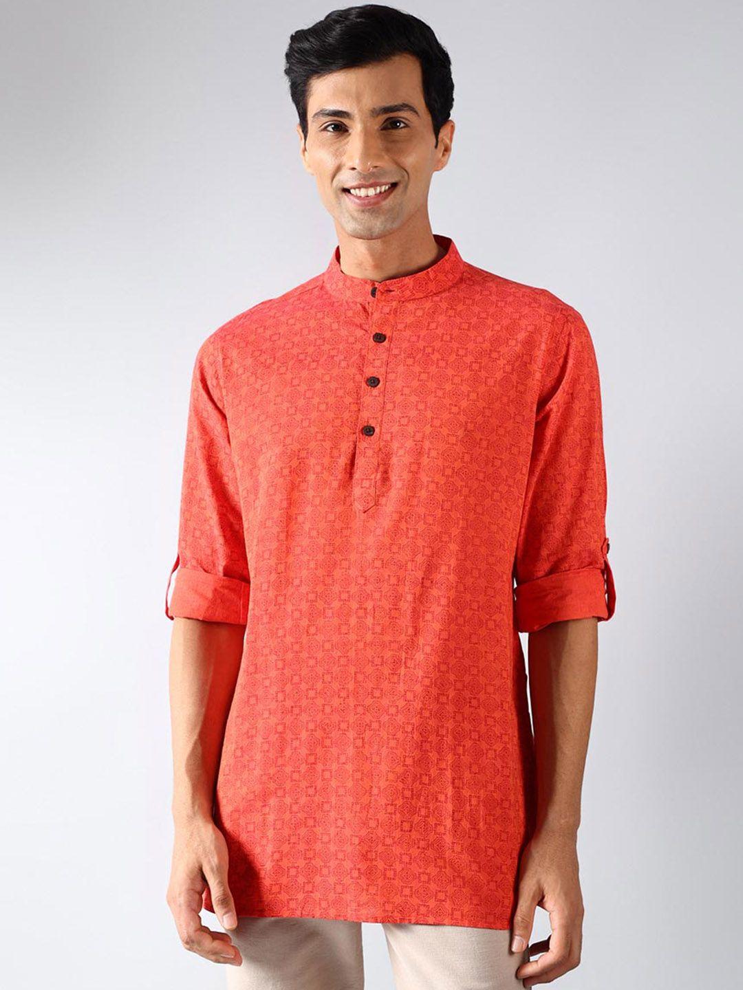 fabindia slim fit geometric printed cotton kurta