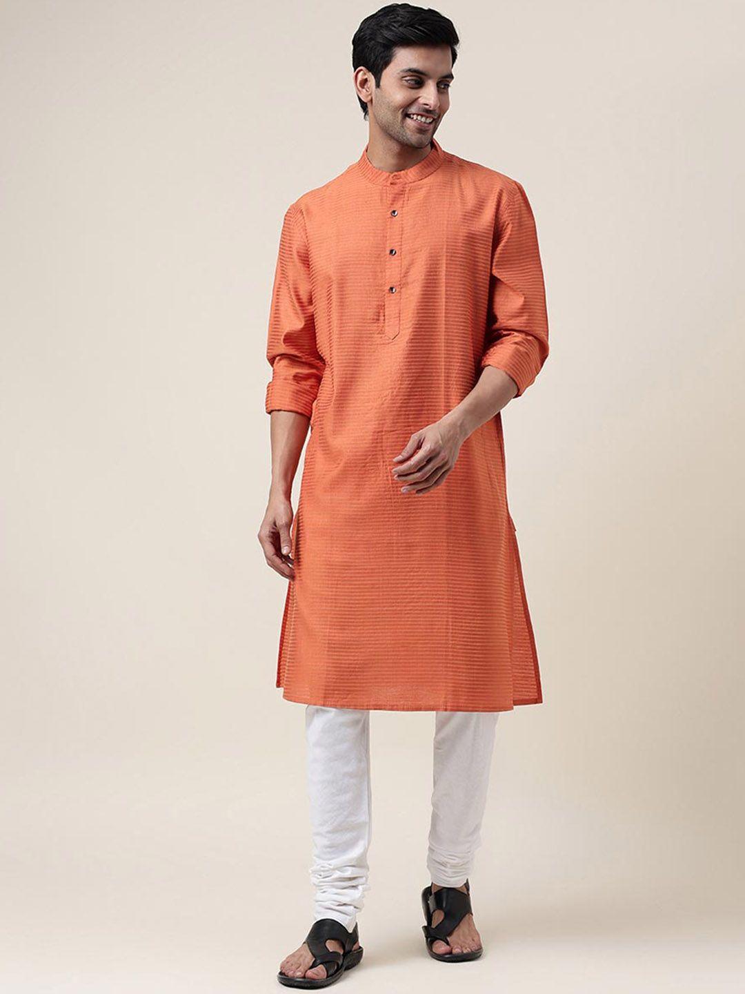 fabindia striped band collar kurta