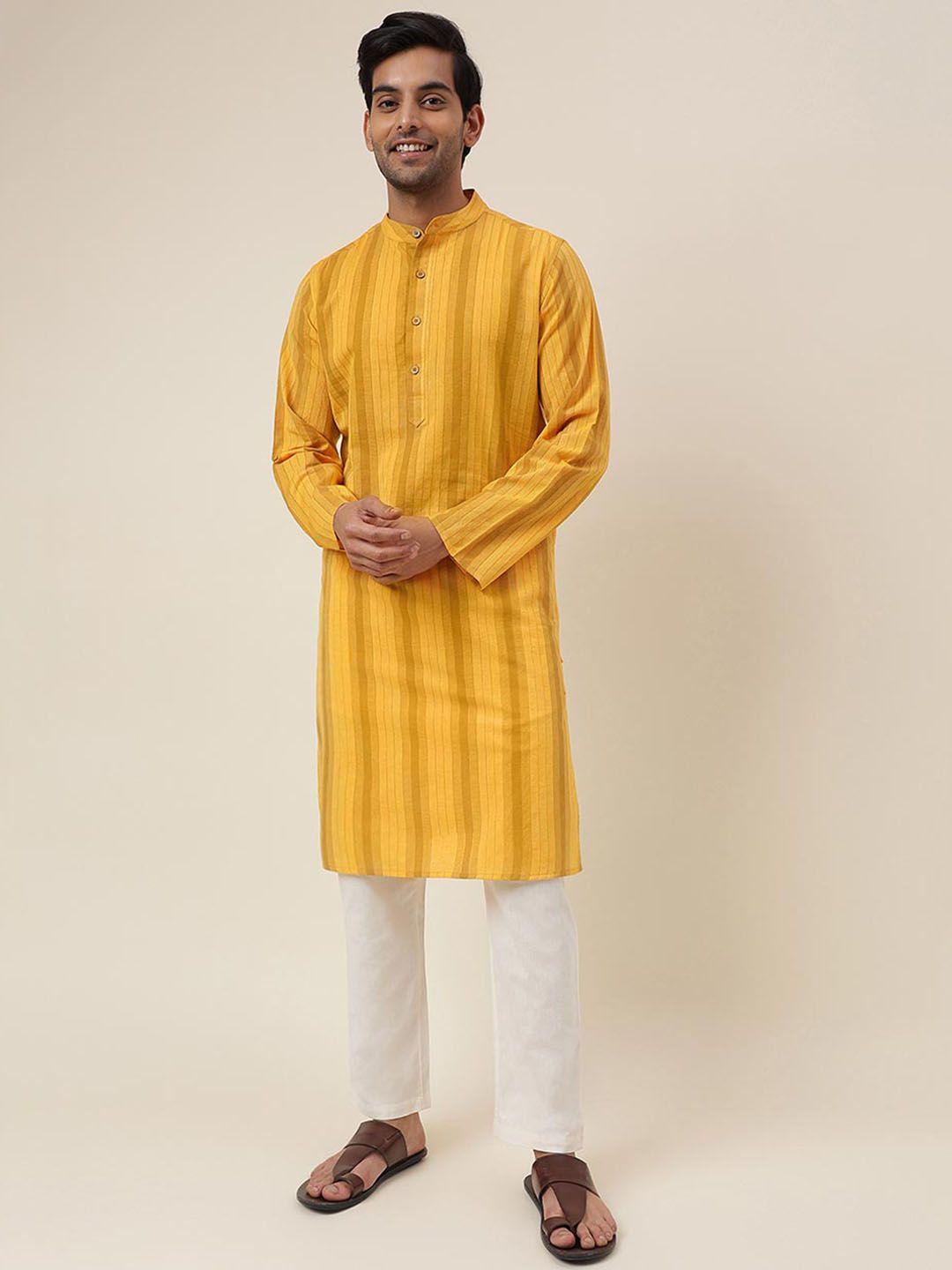 fabindia striped band collar long sleeves  kurta