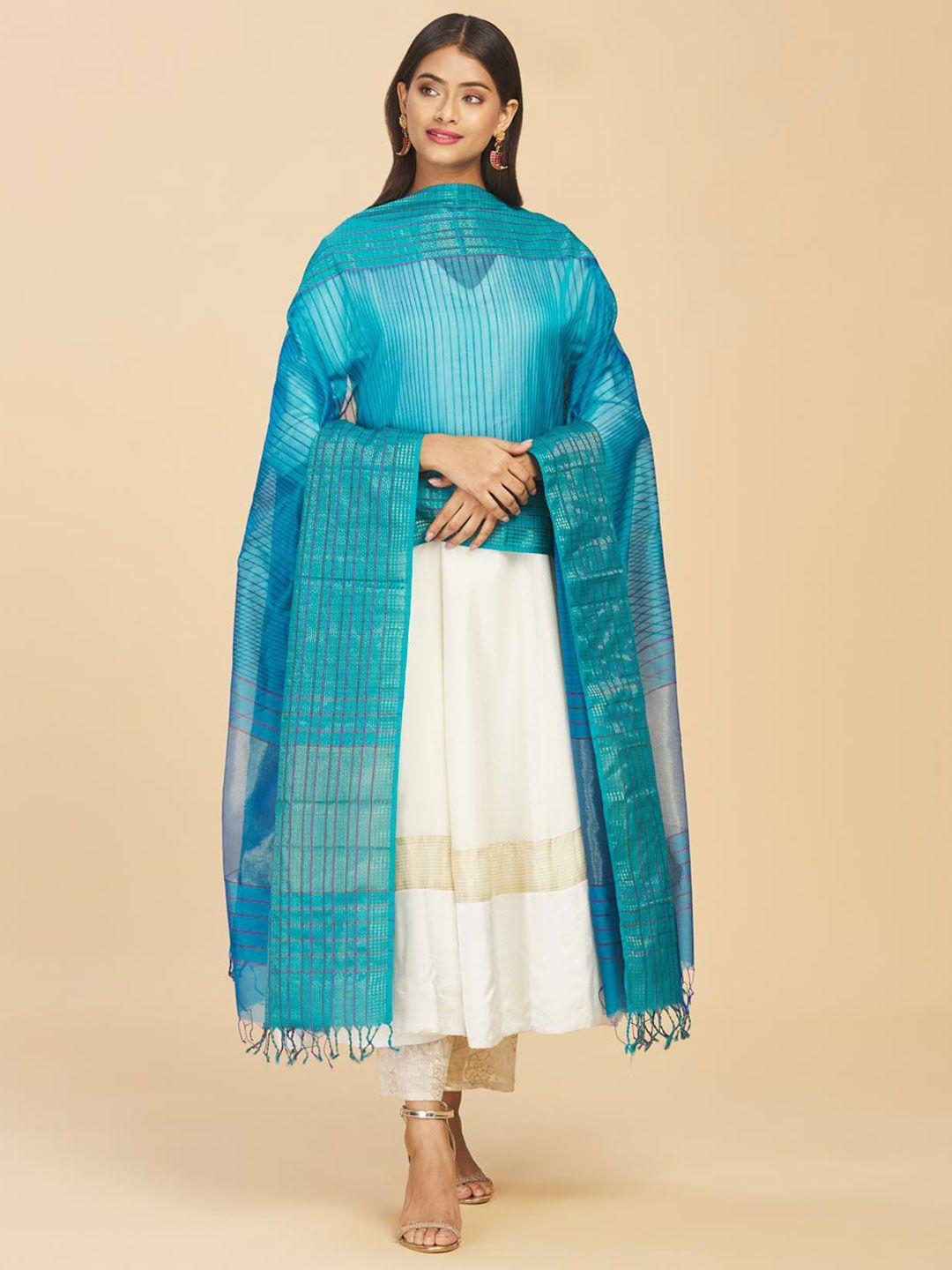 fabindia striped cotton silk maheshwari dupatta