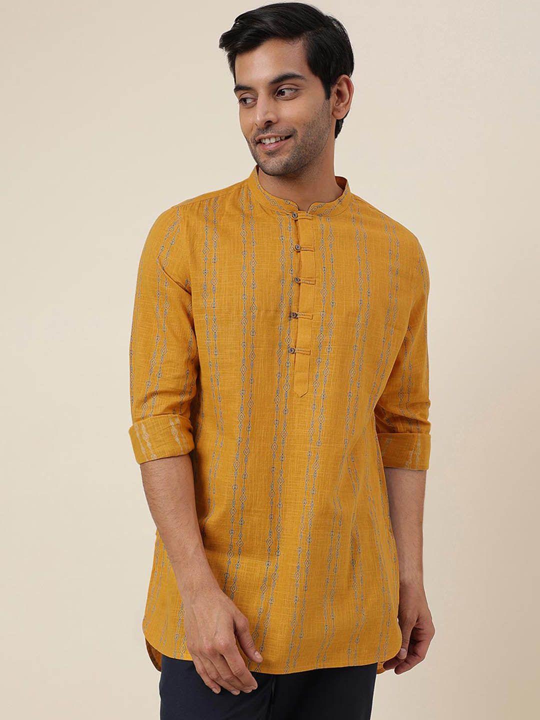 fabindia striped mandarin collar long sleeve kurta