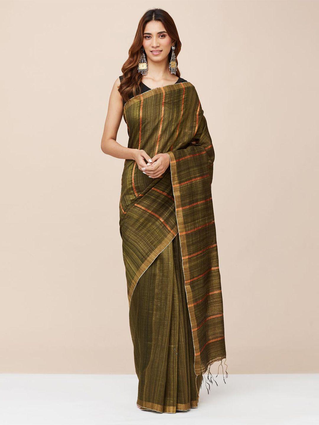 fabindia striped pure cotton saree