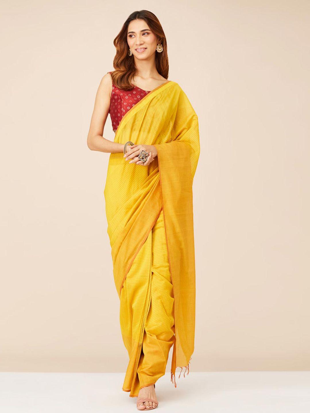 fabindia striped silk cotton maheshwari saree