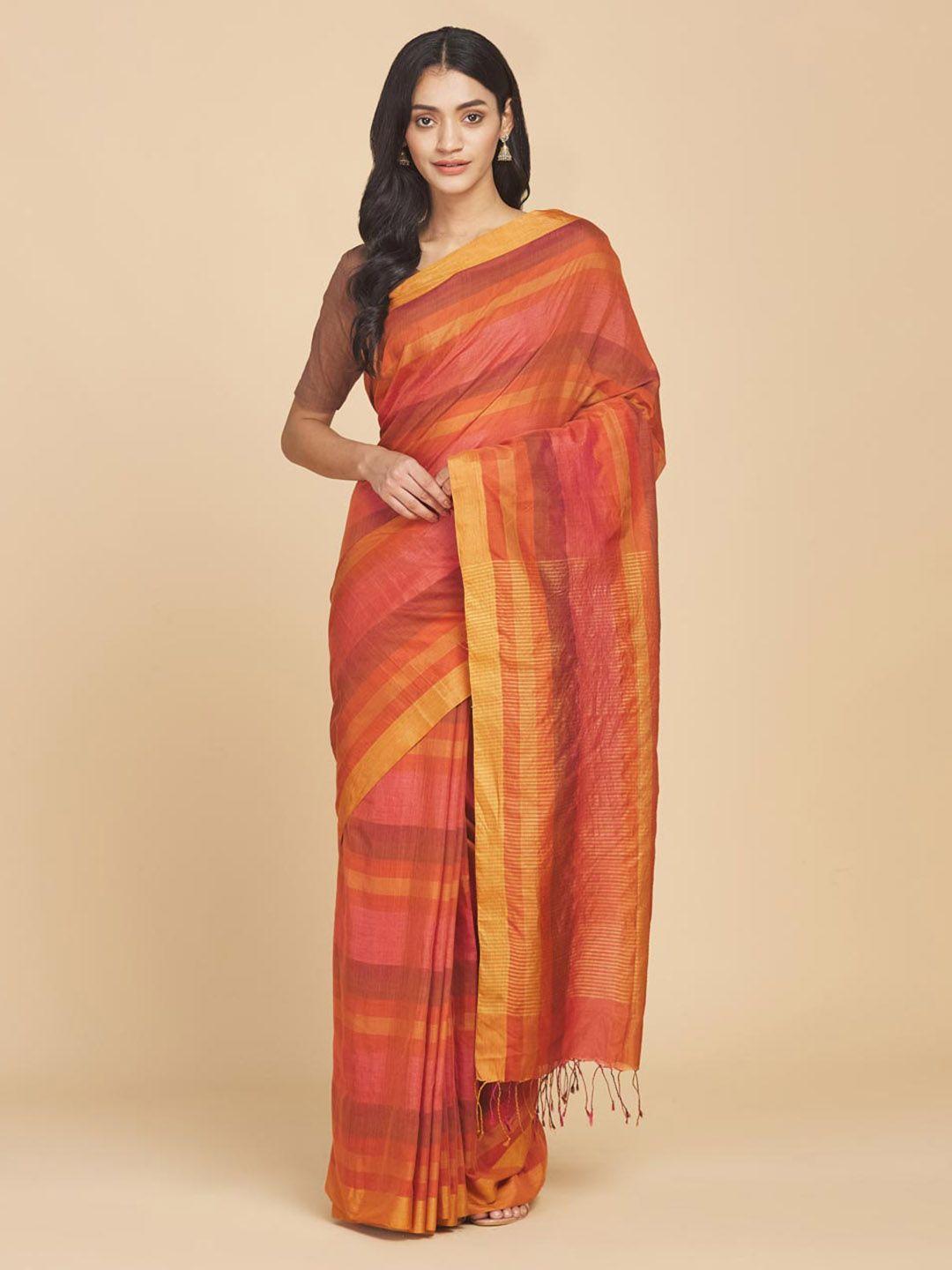 fabindia striped silk cotton saree