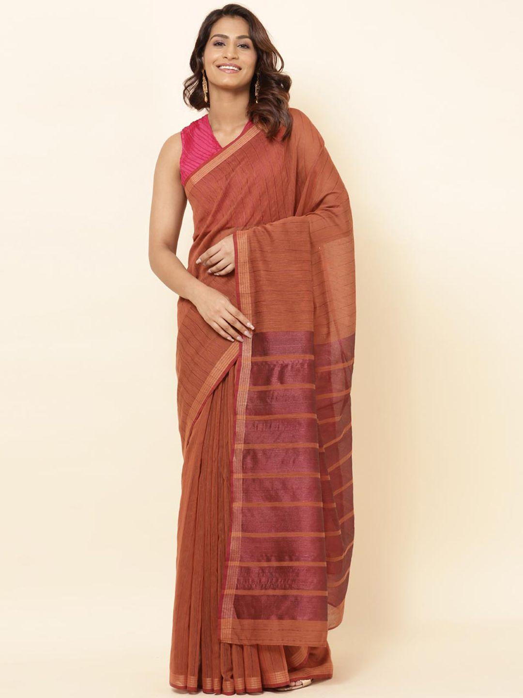 fabindia striped silk cotton saree