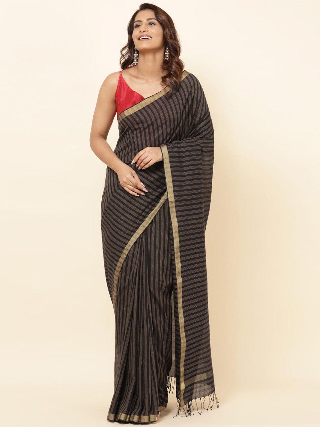 fabindia striped zari silk cotton saree