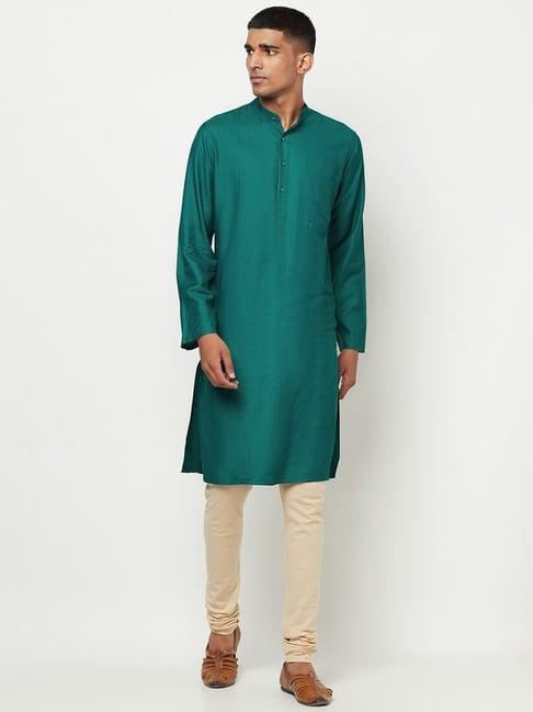 fabindia teal comfort fit kurta