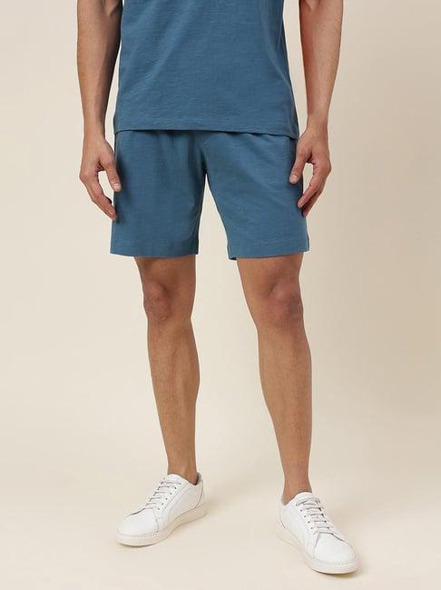 fabindia teal comfort fit shorts