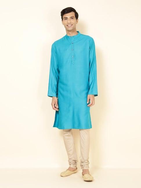 fabindia turquoise comfort fit kurta