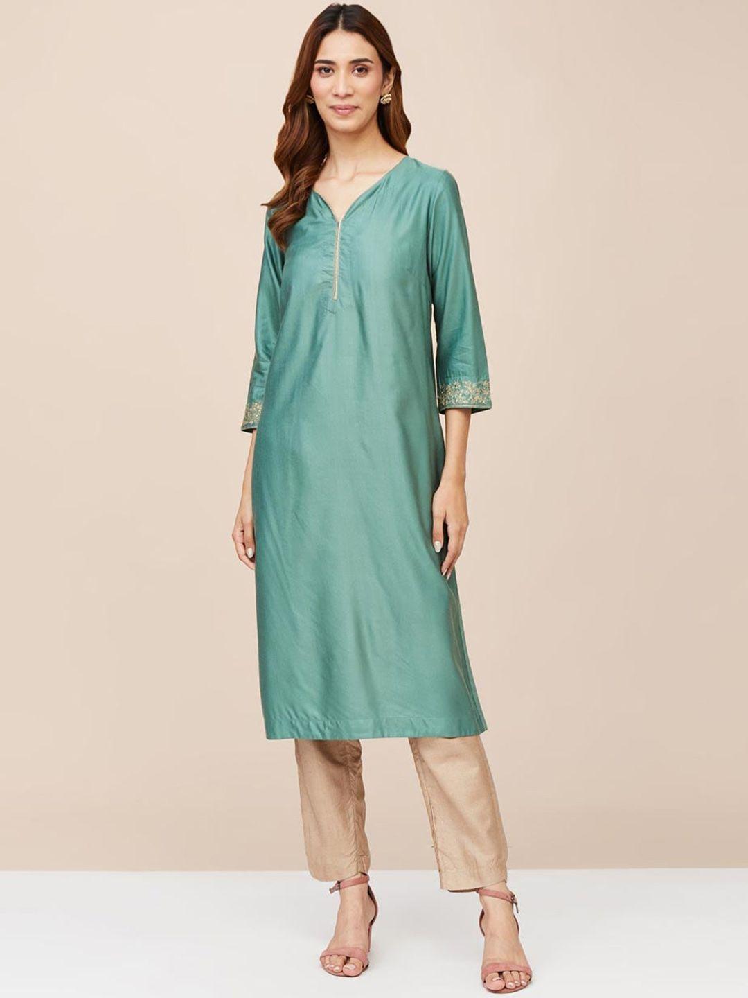 fabindia v-neck straight kurta