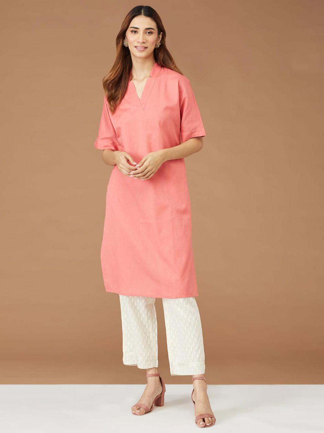 fabindia v-neck straight kurta