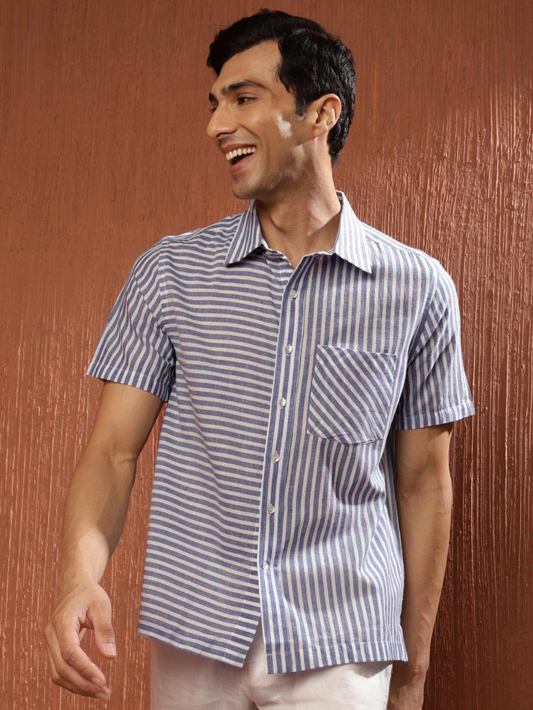fabindia vertical striped cotton casual shirt