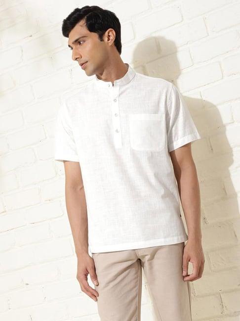 fabindia white comfort fit short kurta