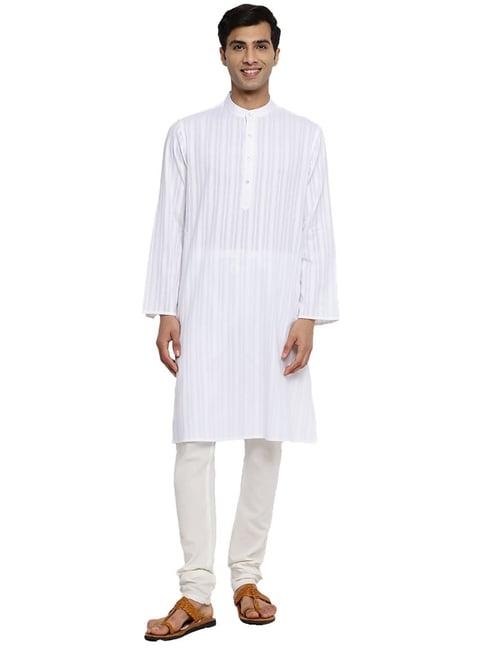 fabindia white comfort fit striped kurta