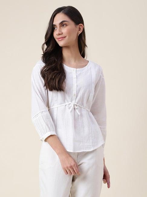 fabindia white cotton full sleeve top