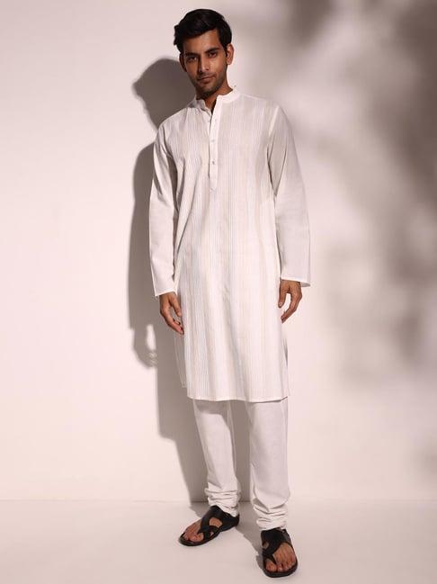 fabindia white cotton slim fit pintucks kurta