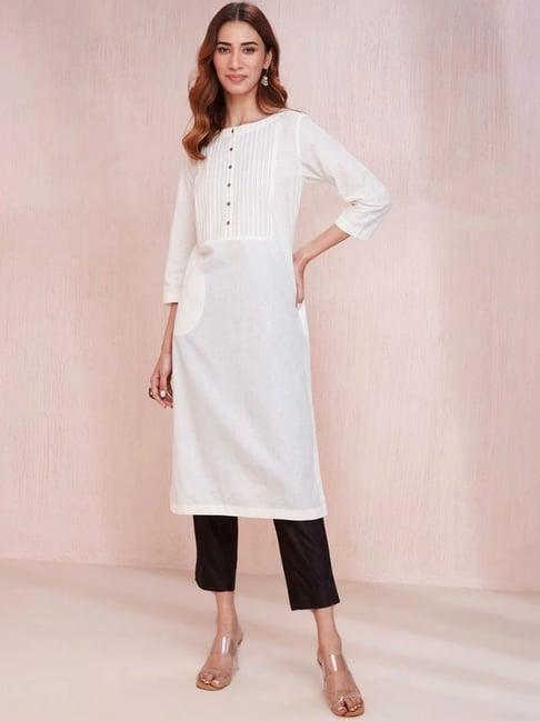 fabindia white cotton straight kurta