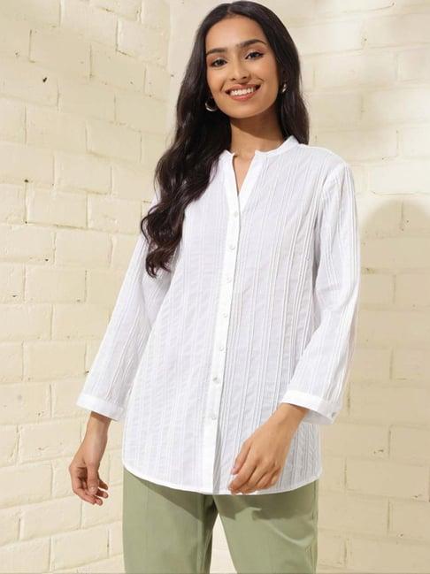 fabindia white cotton striped tunic