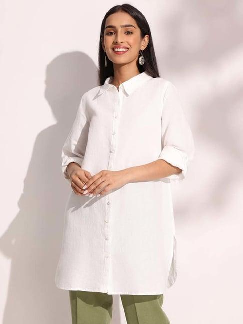 fabindia white linen tunic