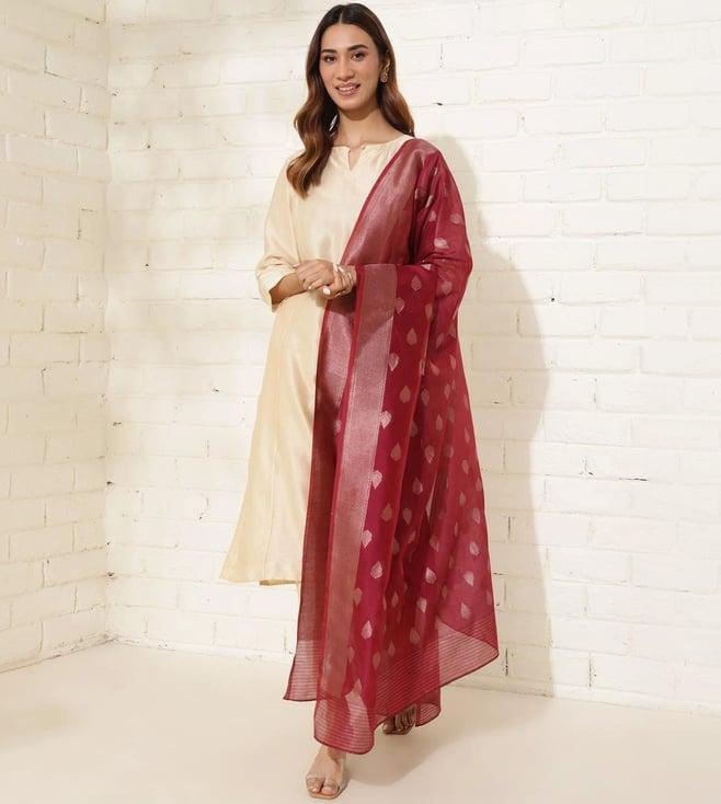 fabindia wine woven dupatta