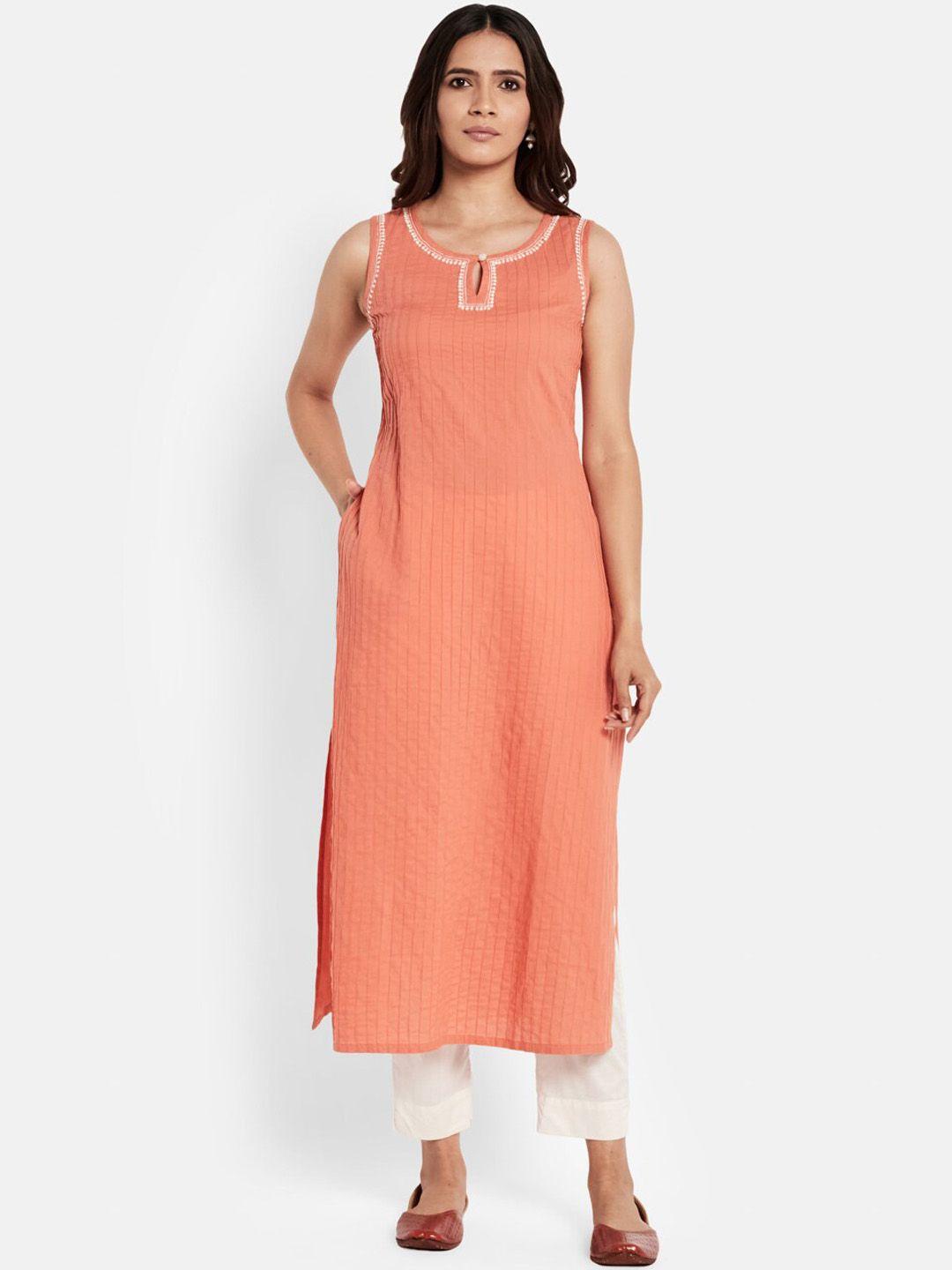 fabindia woman orange kurta