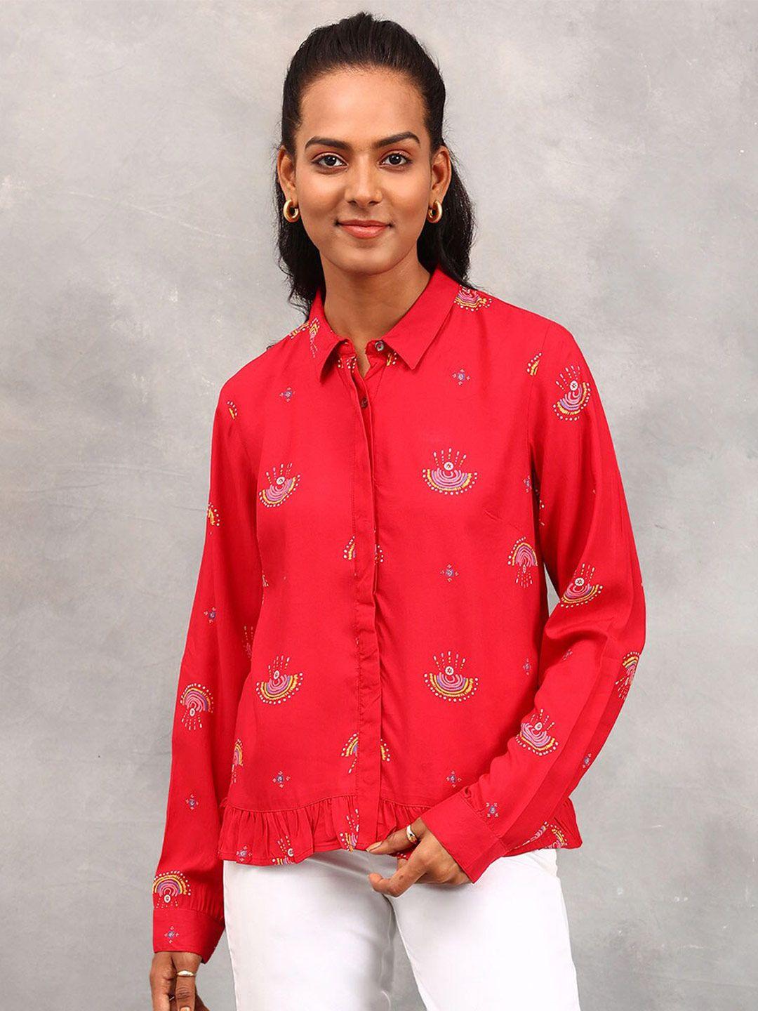 fabindia women comfort printed casual shirt